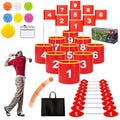 FINCOME Golf Yard Bucket Games 9 Holes Golf Practice Game with Flag, Golf Chipping Game for Kids and Adults Outdoor Indoor Portable Backyard Golf Game for Park, Beach, Backyard, Lawn - size: 9 SET