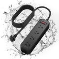 TESSAN Outdoor Power Strip Weatherproof, 6FT Extension Cord Waterproof with 4 Outlets 1 Switch (1250W), Surge Protector 1700J, Wall Mountable for Home Office and Patio Christmas Lights, Black - size: 6FT