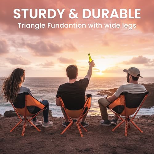 Campster 2.0 Ultra Lightweight Backpack Chair with 5s Folding, Small Compact Portable Hiking Chairs with Bottled Sized for Camping, Outside, Beach, Climbing, Fishing - color: Orange