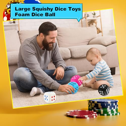 4 Pcs Jumbo Foam Dice Set 4 Inch Large Rounded Edge Playing Dice for Classroom Games Party Activities Kids Learning Math Indoor Outdoor Play (Color Style 2) - color: Color Style 2