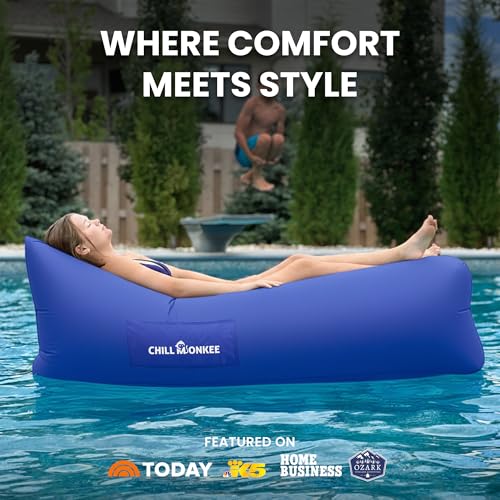 Portable Inflatable Lounger for Beach & Camping – Self-Inflating Air Couch, Beach Sofa, and Outdoor Lounge Chair for Relaxation and Comfort - color: Royal Blue