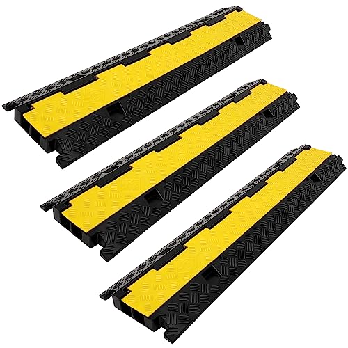 3 Pack of 2 Channel 12000lbs per Axle Capacity Protective Wire Cord Cable Protector,Cable Protector,Speed Bumps,Hose Protector Ramps for Wire Cover Ramp Driveway… - size: 3 Pack of 2 Channel