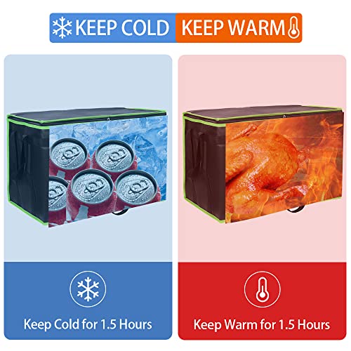 CIVJET 1-Pack Insulated Food Delivery Bag, XXX-Large Commercial Food Warmer for Delivery Drivers, Insulated Reusable Grocery Cooler/Hot Bags, Tote Bag for Shopping/Travel, Black with Green Edge - color: Black-green, size: 22 x 14 x 13 inches