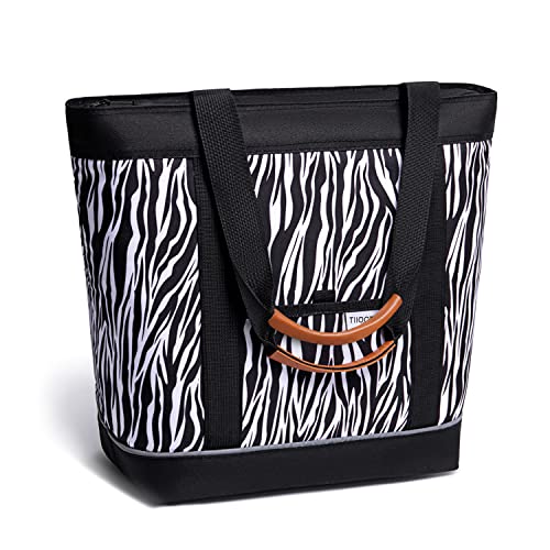Insulated Cooler Bag Reusable Grocery Tote Bags Transport Large Lunch Box for Women - color: Zebra