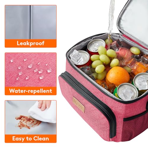 Lifewit Reusable Insulated Lunch Bag, Portable Cooler Freezable Soft Lunchbox Leakproof with Adjustable Shoulder Strap for Men Women Adult for Work Picnic or Travel, 9L 12 Can, Pink - color: Pink, size: Medium(9L)