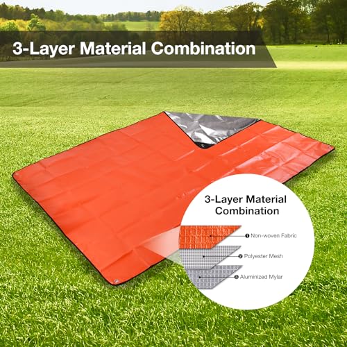 RedSwing 4 Pack Emergency Blankets, Waterproof Survival Thermal Tarp, Multipurpose Reflective Insulated All Weather Blankets for Camping Hiking, Orange - color: Orange 83''x59'',4 Packss