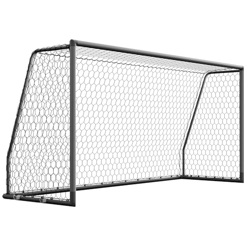 NAIZEA Soccer Goals - 24x8/21x7/18x7/12x6/16x7/10x6/8x6/6x4FT Soccer Goals for Backyard - Metal Soccer Goal for Youth Adult - Multiple Sizes Colors- Perfect for Games Indoor Outdoor - size: 12ft x 6ft, style: Pro-Grey/Alu