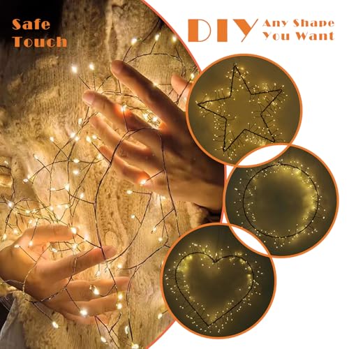 ITICdecor Solar Powered String Lights Outdoor 9.8FT 120 LED Waterproof Firecracker Fairy Lights with 8 Modes Green Copper Wire for Christmas Garden Wedding Patio Garden Yard Decor - color: Warm White, size: Firecracker