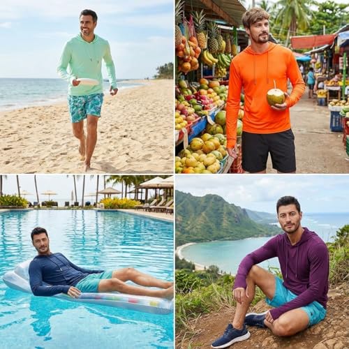 INGEAR Men’s UPF 50+ Sun Hoodie - Lightweight UV Protection Fishing Shirt, Quick-Dry Moisture-Wicking Rash Guard with Pocket - color: Navy, size: Medium