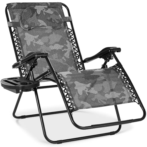 Best Choice Products Oversized Zero Gravity Chair, Folding Outdoor Patio Lounge Recliner w/Cup Holder Accessory Tray, Pillow - Camouflage - color: Camouflage