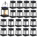 Yexiya 18 Pcs Hanging Solar Lanterns Outdoor Garden Candle Lights Black Waterproof LED Solar Lanterns Lights for Garden Yard Deck