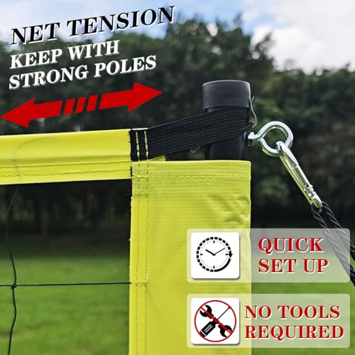 Volleyball Net Outdoor - Portable Volleyball Set for Backyard with Professional Volleyball Net, Wrap Yarn Volleyball and Pump, Boundary Line, Carry Bag - style: Basic-32FT(Yellow)