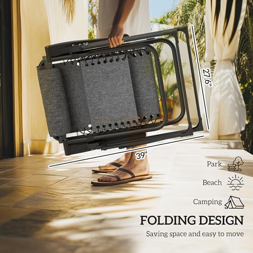 Outsunny Zero Gravity Chair, Folding Reclining Lounge Chair with Padded Cushion, Side Tray for Indoor and Outdoor, Supports up to 264 lbs, Gray - color: Grey