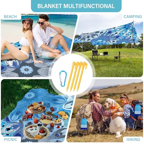 Beach Blanket Waterproof Sandproof 78''×110'' Large Suits 1-7 Adults Oversized Lightweight Picnic Mat Beach Blanket Water Resistant for Camping Hiking Travel Picnic - color: Mandala Floral, size: 9'2" x 6'6"