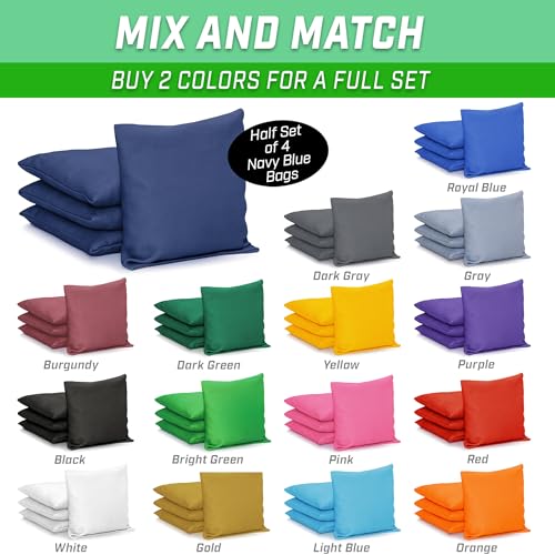 GoSports Classic Cornhole Bean Bags Set of 4-16 Colors Available - Regulation All Weather, Mix and Match - color: Navy, size: 6 X 6"