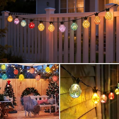Vigdur Pineapple String Lights - Outdoor Patio Lights Plug in with 10 Pineapple Bulbs Connectable, Indoor String Light for Bedroom Bistro Tiki Decor(10FT - color: Pineapple