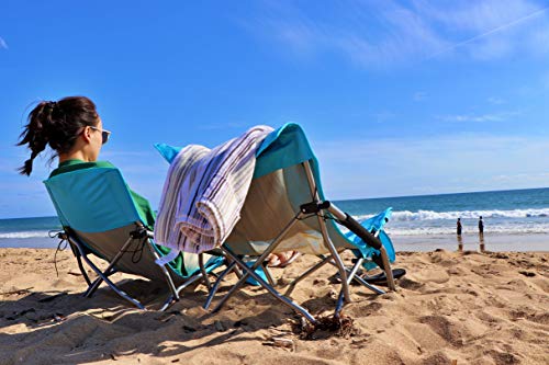 Nice C Low Beach Camping Folding Chair, Ultralight Backpacking Chair with Cup Holder & Carry Bag Compact & Heavy Duty Outdoor, Camping, BBQ, Beach, Travel, Picnic, Festival (Set of 1 Blue) - color: Sky Blue