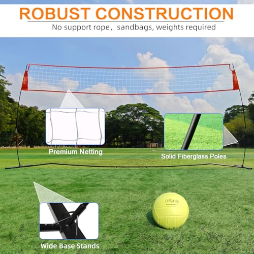 12FT/18FT Portable Volleyball Training Net for Hitting or Serving Drills, Outdoor & Indoor Freestanding Practice Net With Height Adjustable, Carry Bag - style: 18ft Portable volleyball net