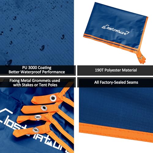 Clostnature Tent Footprint - Waterproof Camping Tarp, Heavy Duty Tent Floor Saver, Ultralight Ground Sheet Mat for Hiking, Backpacking, Hammock, Beach - Storage Bag Included - color: Blue, size: 118'' x 118''