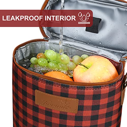 Tirrinia 2 Bottle Wine Gift Tote Carrier - Leakproof & Insulated Padded Versatile Cooler Bag for Travel, BYOB Restaurant, Tasting, Party, Dinner - Gift for Lovers, Red Checker - color: Red Checker, size: 2 Bottle-without front pocket
