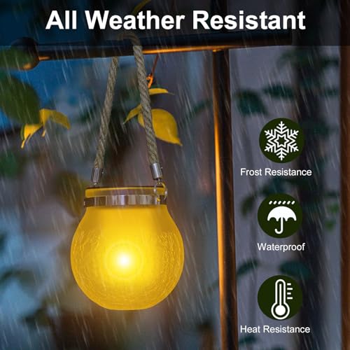 Solar Lanterns Outdoor Waterproof Hanging - Solar Lantern Garden Decor, Lanterns Lights for Backyard Porch Patio Table Yard Balcony Lawn Pathway - color: Black