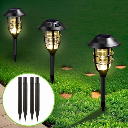8.25" Reinforced ABS Plastic Solar Ground Spikes - Durable Solar Light Replacement Stakes for Garden, Pathway, Deck, Camping, Christmas Lights (Fits 0.83" Inside Diameter) (Black-6 Pack) - color: Black-6 PACK