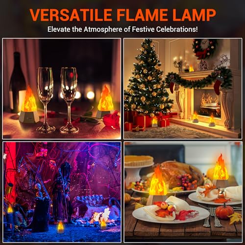 Ollcuz Fake Fire Lamp, USB Rechargeable Flameless Candles with Flickering Flame, 3-Mode LED Flame Light for Outdoor Camping Holiday Halloween Christmas Thanksgiving Table Yard Decorations - size: 1pc