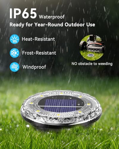 12 Pack Mini Solar Powered Ground Lights, Bright LED Solar Lights Outdoor Waterproof for Landscape Decoration, Pathway Lighting for Garden Walkway Driveway (Warm White) - color: Warm White-12pcs