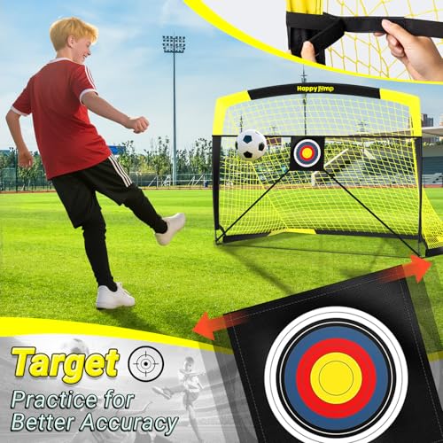 Happy Jump 7x5 FT & 5x3.6 FT Portable Soccer Goal for Youth Players Ages 6–14, Large-Frame Design Built for Long-Term Development, Easy Setup for Backyard, Park or School Training - style: 5x3.6 FT, 2 Set Upgrade