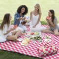 Nuanchu Checkered Picnic Blanket Extra Large Outdoor Blanket Sandproof 80"x80" Waterproof Portable Machine Washable 3 Layer Thick Gingham Picnic Mat for Beach Camping Park Grass Travel(Bright Pink) - color: Bright Pink