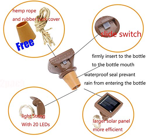 YJFWAL Upgraded 12 Pack Solar Wine Bottle Lights, 20 LEDs Waterproof Copper Light, Bottle Light Fairy Cork String Lights for Yard Patio Decor, DIY Birthday Gift for Mom Grandma Girlfriend(3 Colors) - color: 3 Colors (Square Shaped), size: 12 Pack