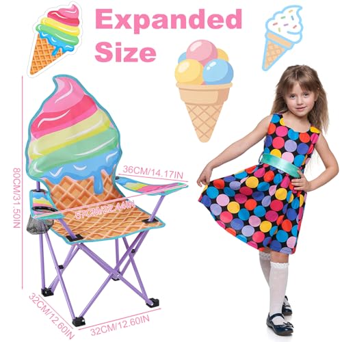 KABOER Kids Outdoor Folding Lawn and Camping Chair with Cup Holder and Carrying Bag, Children's Camping Chairs - color: Ice Cream