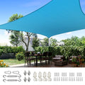 Quictent 12x16ft 185G HDPE Rectangle Sun Shade Sail Canopy 98% UV Block Outdoor Patio Garden with Hardware Kit (Turquoise) - color: Turquoise, size: 12 x 16 ft, style: Rectangle