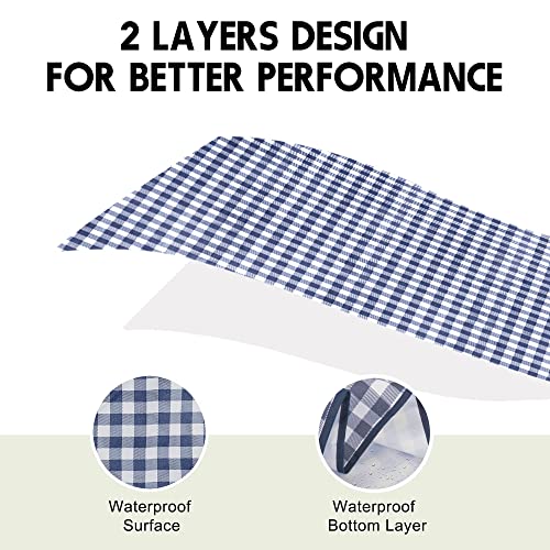 SAMSIER Outdoor Picnic Blankets Waterproof Foldable Sandproof, Large Gingham Cute Picnic Mat Washable Portable for Park Beach Camping Courtyard (Navy Blue, 60"×80") - color: Navy Blue, size: 5' x 6'8" (Rectangular)