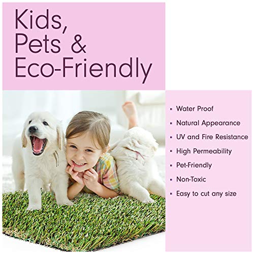 10 x 18 Feet Artificial Grass Mat for Lawn/Deluxe Realistic Synthetic Turf Rug [Thick Carpet of Fake Grass Patch Pads for Outdoor, Landscaping, Pets, Dogs, Puppy Potty, and Backyard]