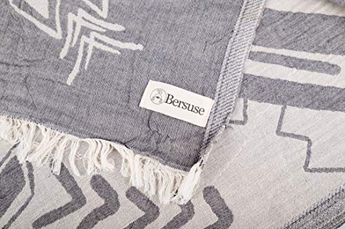 Bersuse 100% Cotton Kona XL Throw Blanket Turkish Towel Beach Blanket - Beach Camping Essentials - 75x90 Inches, Anthracite - color: Anthracite