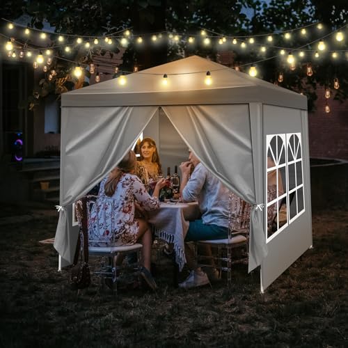6.5x6.5ft Heavy Duty Commercial Canopy Tent,Portable Folding Canopy Tents,Waterproof Patio Gazebo Tent,Folding Outside Shelter Gazebos,with 4 Removable Sidewalls,for Wedding Party Backyard (Dark Grey) - color: Dark Grey