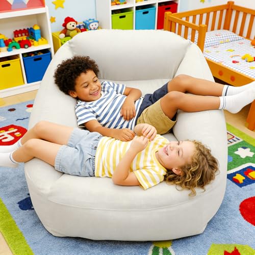 Inflatable Sofa Chair Portable Air Couch Camping Lounger with Air Pump for Home Outdoor Camping Travel (Beige) - color: Beige
