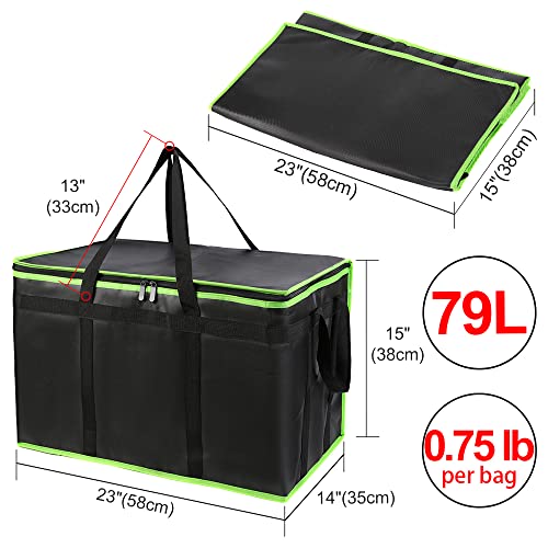 CIVJET 1-Pack Insulated Food Delivery Bag, XXX-Large Commercial Food Warmer for Delivery Drivers, Insulated Reusable Grocery Cooler/Hot Bags, Tote Bag for Shopping/Travel, Black with Green Edge - color: Black-green, size: 22 x 14 x 13 inches
