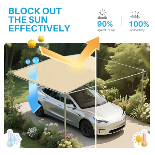 Patio 8' x 16' Sun Shade Cloth with Grommets, Outdoor Shade Sail Pergola Shade Cover Canopy, UV Block Privacy Screen Fabric with Straight Edge for Garden Deck Backyard Porch, Beige
