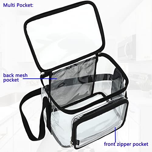 FlowFly Insulated Reusable Lunch Bag Adult Large Lunch Box for Women and Men with Adjustable Shoulder Strap,Front Zipper Pocket and Dual Large Mesh Side Pockets, Clear - color: Clear