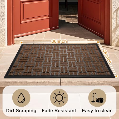 MATALL Door Mat for Back Door - 36x24 Inches Welcome Matt Outdoor, Front Door Mat Outside Home Entrance,Laundry Room, Patio and Porch - color: Coffee, size: 2' x 3' (Rectangular)