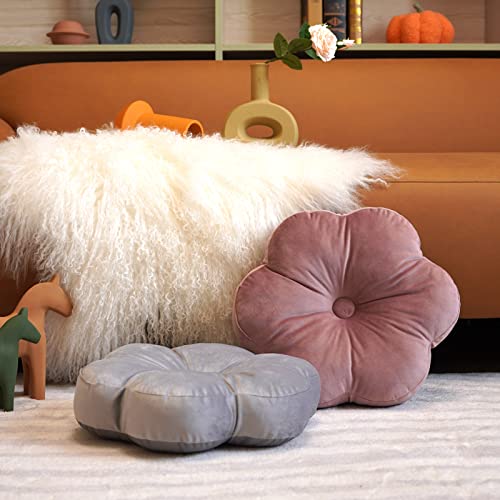 ARTMAGIC Flower Shaped Velvet Decorative Throw Pillow Cushion Ultra Soft Cute Floor Pillow for Couch Bed Sofa (Dusty Pink) - color: Dusty Pink