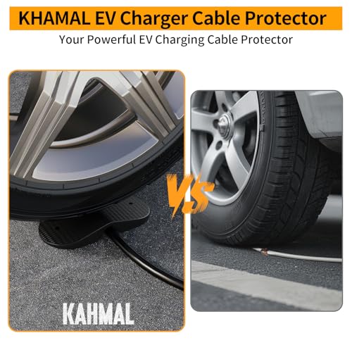 KHAMAL Ev Charger Cable Protector Garage Door Pass Through - Heavy Duty Cable Guard Protector for Tesla All Model 3/Y/X/S and Mobile Connectors & Wall Chargers