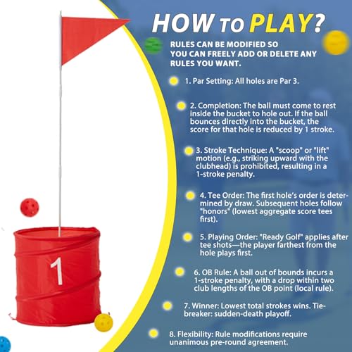 Bucket Yard Golf Game with Clubs 9 Hole Set Portable Low Tide Golf Game for Beach Backyard Lawn with 2 Golf Outdoor Indoor Golf Chipping Games for Adults Family Club Party(Red, 9 Bucket) - color: Red, size: 9 Bucket