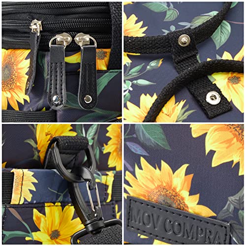 MOV COMPRA Lunch Bag for Women Men Double Deck Lunch Box,Expandable Large Lunch Bags,Leakproof Lunch Box Cooler Bag (Sunflower) - color: Sunflower