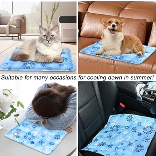 Upgraded Dog Cooling Mat 23.62” x 19.68” Pet Summer Self-Cooling Pad Easy Washable Comfortable Cooling Sleeping Bed for Dogs and Cats (L for Pets Under 44lb)