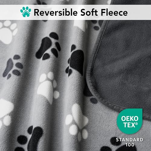 PetAmi Waterproof Dog Blanket for Extra Large Pets Dogs Cats, Large Pet Couch Cover Protector for Furniture, Reversible Washable Soft Fleece Cat Blanket for Bed Couch Sofa, 60x80 (Paw Print Gray) - color: Paw Print Gray, size: X-large (60x80)