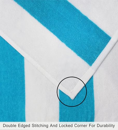 COTTON CRAFT Hooded Beach Towel - Oversized XXL 35x84 Towel with Hood for Adults - The Big Kahuna 7 Foot Beach Blanket Towel - Big & Tall Soft 100% Cotton Velour - Pool Bath Wrap - Cabana Stripe Aqua - color: Cabana Stripe - Aqua, size: 1 Pack - 35x84 Hoo