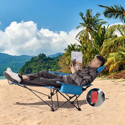 2-Pack Reclining Camping Chair 4 Position with Foot Rest Comfortable for Adults 265Ibs Folding Lounger Mesh Beach Chair with Cooler Bag and Cup Holder for Outdoor Patio - color: Blue, style: 2-Pack - No Cotton Pad